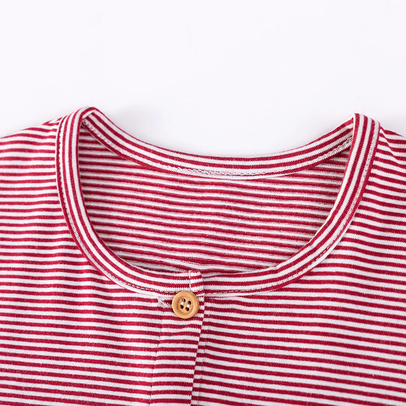 Summer Arrival Puppy and Striped Pattern Short Sleeves Dress for Stylish Girls