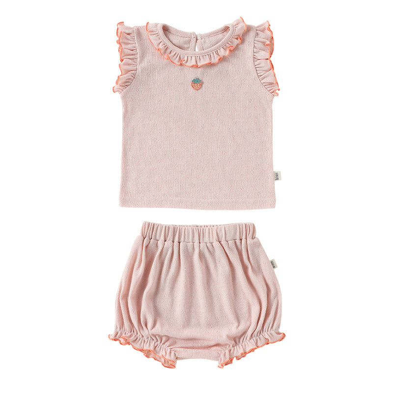 Arrival Summer Baby Kids Girls Sleeveless Fruits Pattern Vest and Shorts Clothing Set, MyKids-USA®, Baby & Children's Outfits, MyKids-USA - Size/Age - 73 (6-9M) - Color - Pink -  -  - TR2605232222-C.