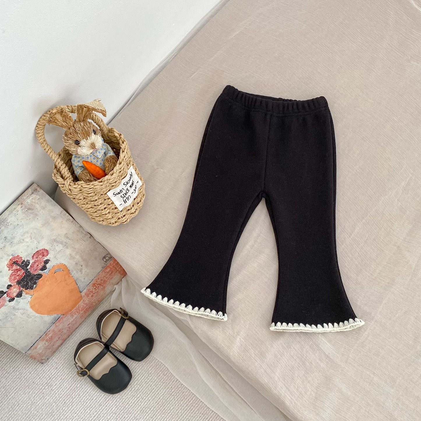 Autumn and Winter Arrival Fashion American Style Fleece-lined Warm Flared Pants, MyKids-USA®, Leggings, MyKids-USA - Size/Age - 73 (6-9M) - Color - Black -  -  - TR2511242355-B