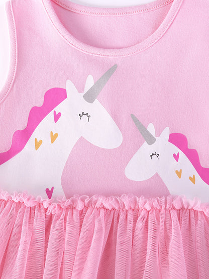 Summer Arrival Unicorn Cartoon Pattern Sleeveless Crew Neck Dress for Stylish Girls, MyKids-USA®, Baby & Children's Dresses, MyKids-USA -  -  -  -  -  -  - .
