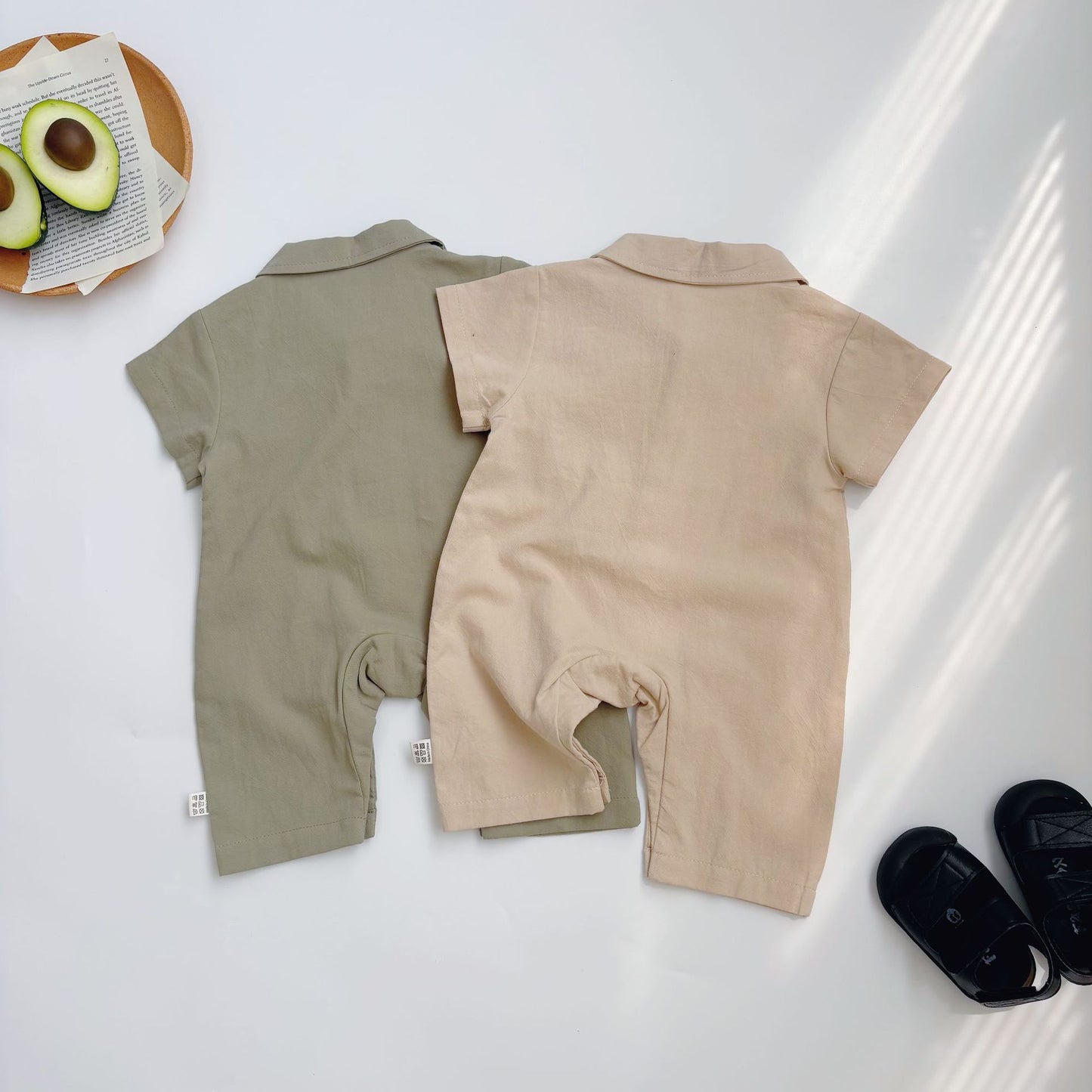 Summer Arrival Baby Boys Casual Solid Color Single Breasted Short Sleeves Rompers, MyKids-USA®, Baby One-Pieces, MyKids-USA -  -  -  -  -  -  - 