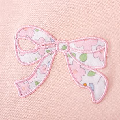 Summer Hot Selling Baby Kids Girls Short Sleeves Butterfly-Bows Pattern T-shirt and Floral Pants Clothing Set