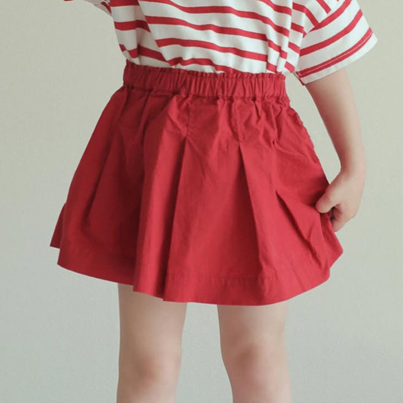 Casual Pure Cotton Summer Arrival Solid Color Girl’s Skirt, MyKids-USA®, Skirts, MyKids-USA - Size/Age - 73 (6-9M) - Color - Red -  -  - TR2505122325-B.
