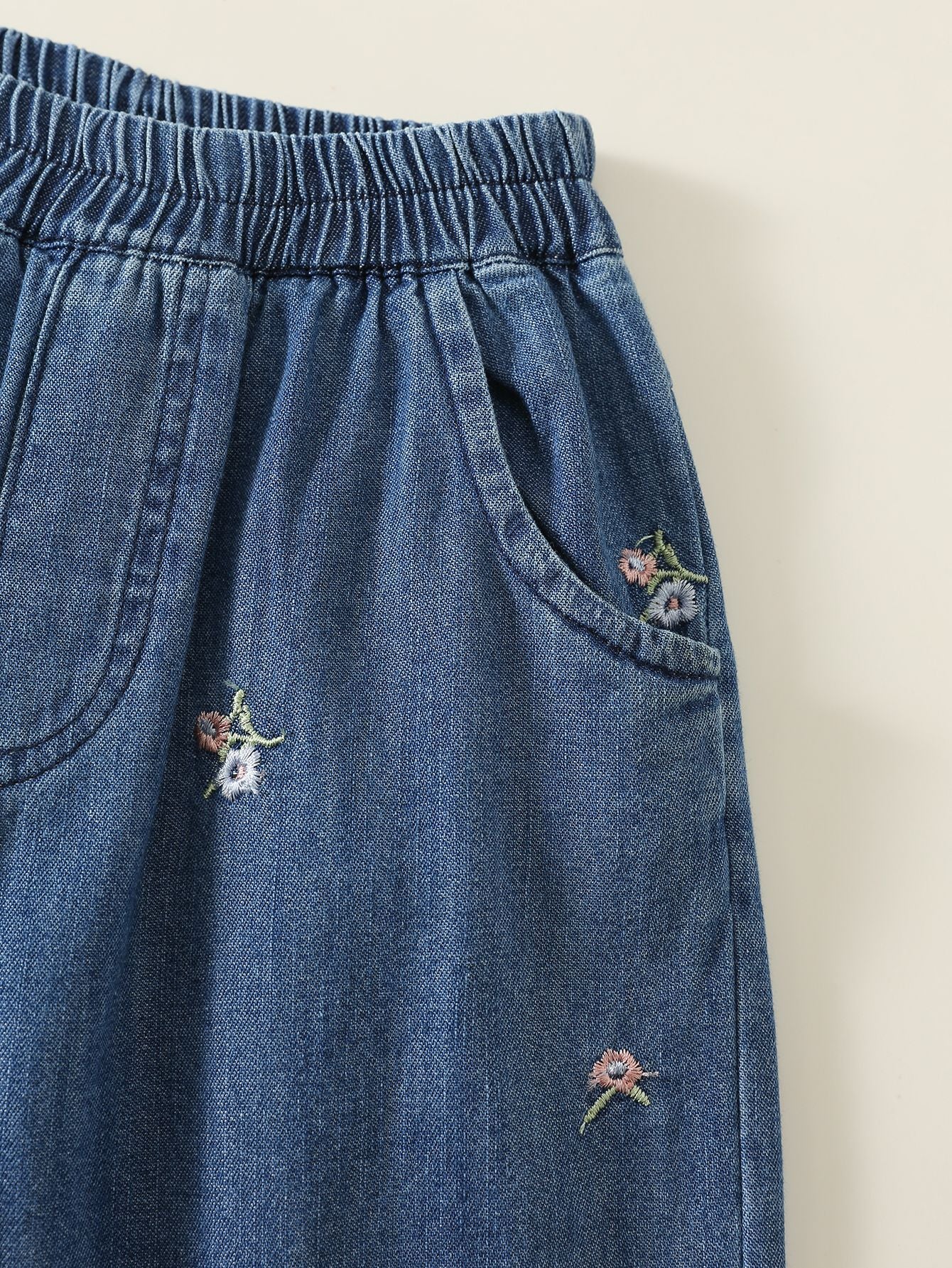 MyKids-USA® Arrival Autumn Girls Flowers Pattern Embroidered Jeans