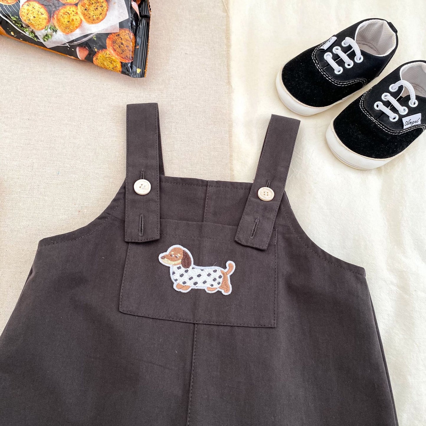 MyKids-USA® Hot Selling Autumn Baby Kids Boys Long Sleeves Puppy Pattern Shirt and Overalls Set