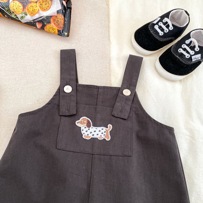 MyKids-USA® Hot Selling Autumn Baby Kids Boys Long Sleeves Puppy Pattern Shirt and Overalls Set
