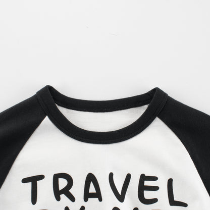 Autumn Baby Kids Boys Letters and Cartoon Print Long Sleeves Crew Neck Color Patchwork Top Shirt, MyKids-USA®, Baby & Toddler Tops, MyKids-USA -  -  -  -  -  -  - 