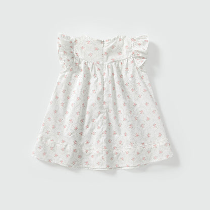 Summer Arrival Baby Girls Cute Floral Embroidered and Printed Pattern Fly Sleeves Dress, MyKids-USA®, Baby & Toddler Dresses, MyKids-USA -  -  -  -  -  -  - 
