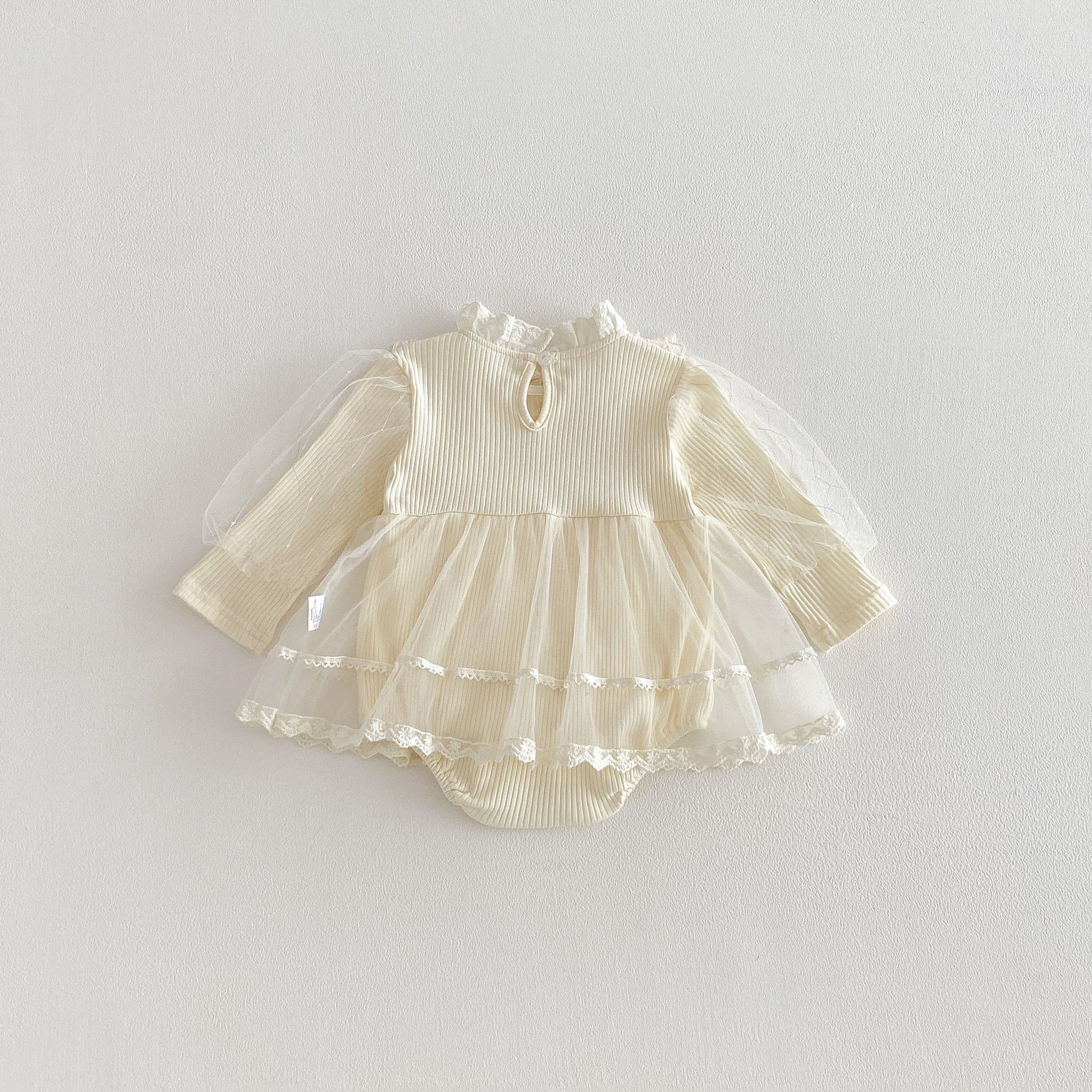 Spring Arrival Baby Girls Long Sleeves Lace Trim Tulle Decorated Bodysuit Dress, MyKids-USA®, Baby & Toddler Dresses, MyKids-USA -  -  -  -  -  -  - .