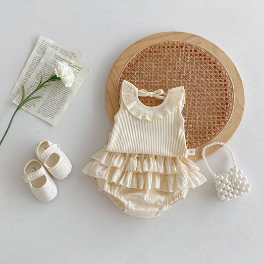 Summer Baby Kids Girls Solid Color Sleeveless Ruffle Collar Vest And Skirt Clothing Set, MyKids-USA®, Baby & Toddler Outfits, MyKids-USA -  -  -  -  -  -  - 