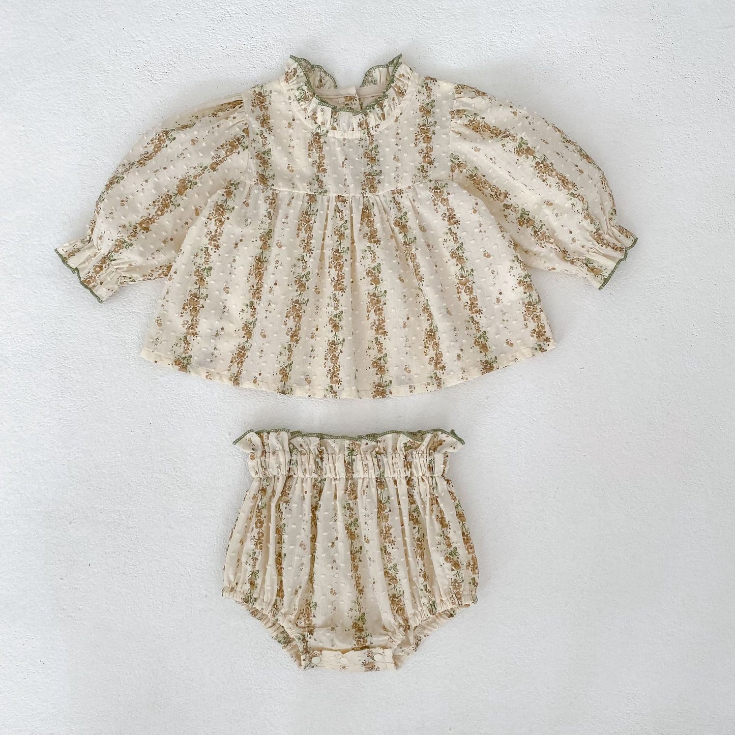 Spring Baby Kids Floral Pattern Long Sleeves Top Dress and Bloomers Clothing Set for Girls, MyKids-USA®, Baby & Toddler Outfits, MyKids-USA - Size/Age - 66 (3-6M) - Color - Green -  -  - TR2602232055-A.