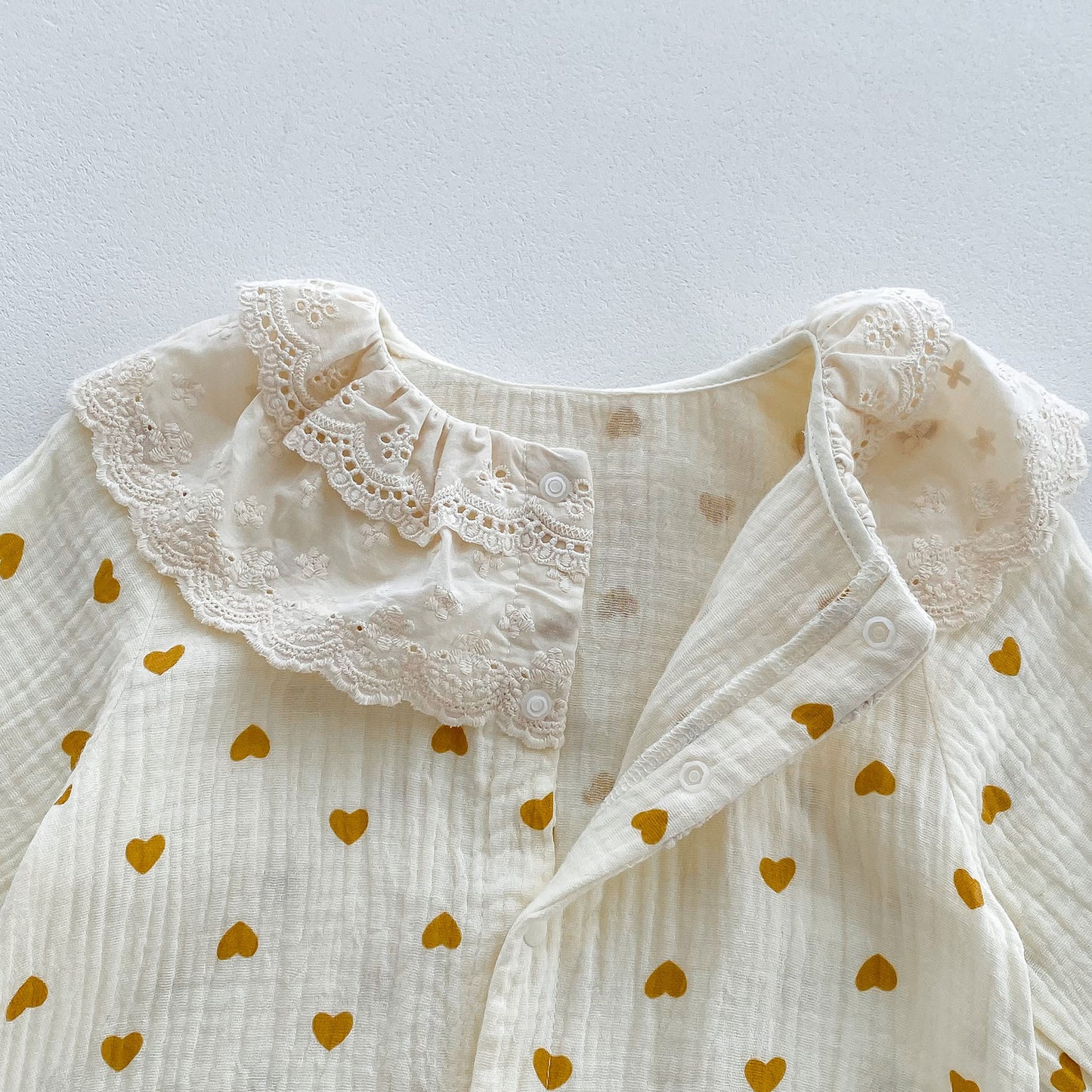 New Arrival Baby Heart Pattern Romper For Girls With Lace Collar