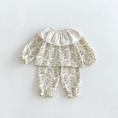 MyKids-USA® Hot Selling Autumn Baby Kids Girls Long Sleeves Floral Pattern Top with Pants Set