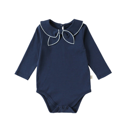 MyKids-USA® Autumn Arrival Baby Kids Simple Long Sleeves Navy Collar Bodysuit