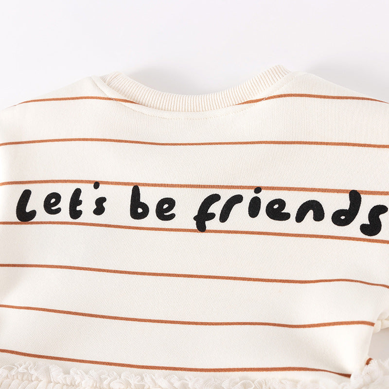 Autumn and Winter Warm Arrival Teddy Cartoon and Striped Pattern Long Sleeves Crew Neck Dress for Stylish Girls, MyKids-USA®, Baby & Toddler Dresses, MyKids-USA -  -  -  -  -  -  - 