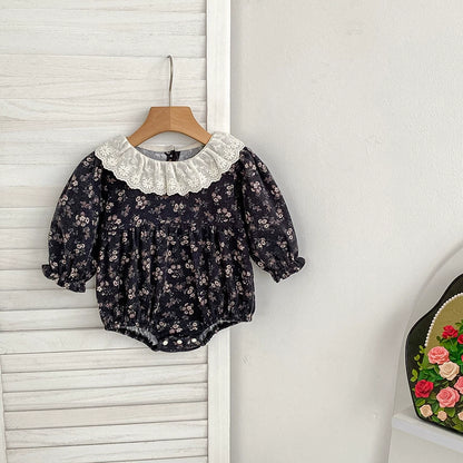 Autumn Baby Girls French-style Flowers Pattern Long Sleeves Onesies and Dress with Collar – Princess Sister Matching Set, MyKids-USA®, Baby & Toddler Outfits, MyKids-USA -  -  -  -  -  -  - 