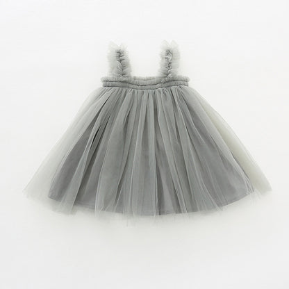 Summer Baby Kids Girls Sleeveless Plain Tulle Strap Dress, MyKids-USA®, Baby & Children's Dresses, MyKids-USA - Size/Age - 80 (9-12M) - Color - Grey -  -  - TR2605162234-D.