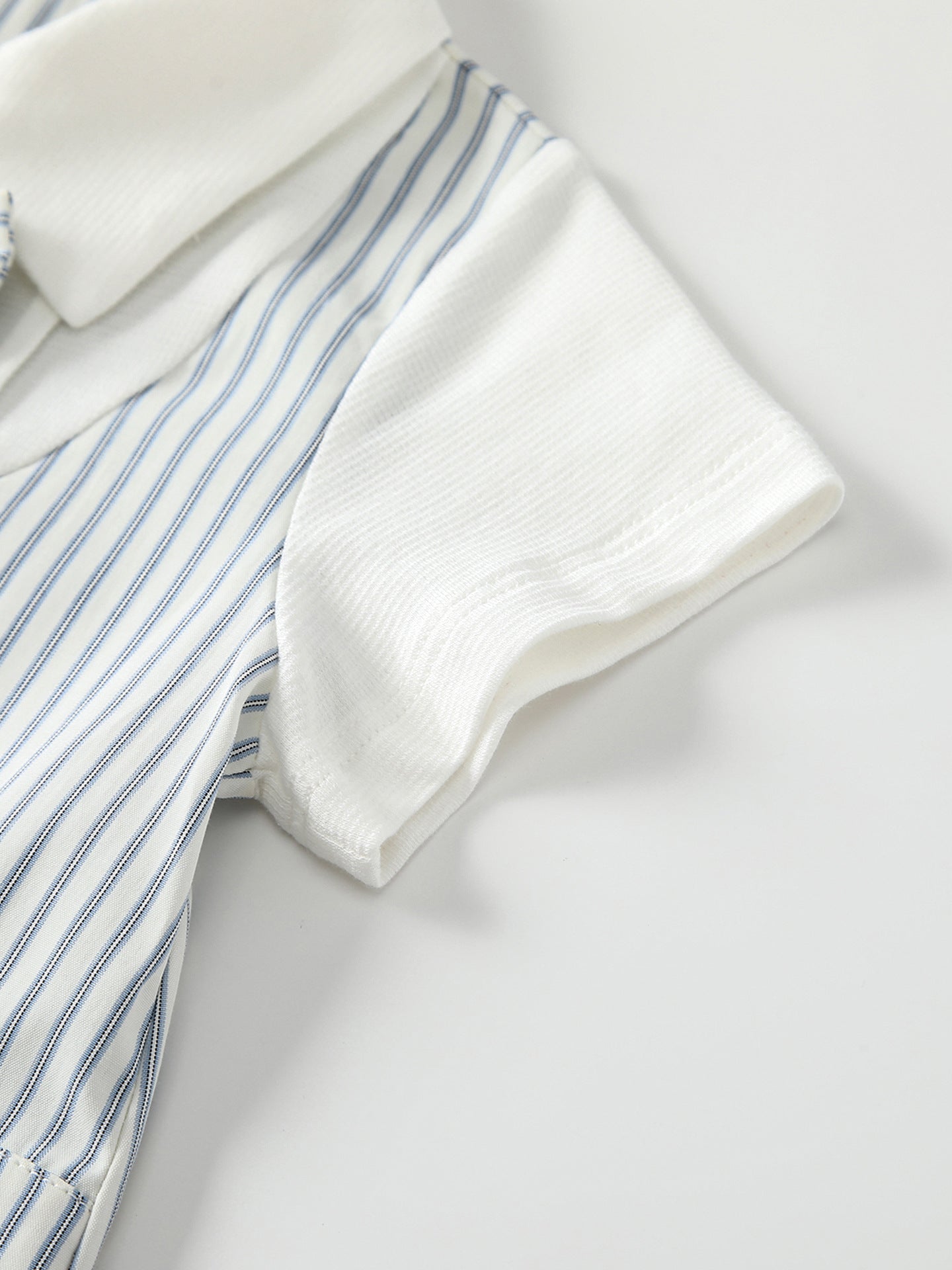 Summer Arrival Baby Boys Short Sleeves Color Patchwork Striped Rompers Bodysuits