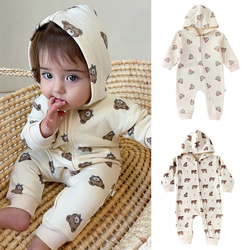 Autumn Arrival Baby Unisex Long Sleeves Animals Cartoon Pattern Hooded Rompers, MyKids-USA®, Baby One-Pieces, MyKids-USA -  -  -  -  -  -  - 