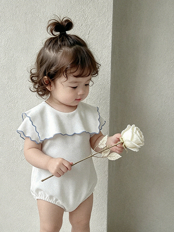 Summer Arrival Baby Girls Short Sleeves Plain Bodysuit