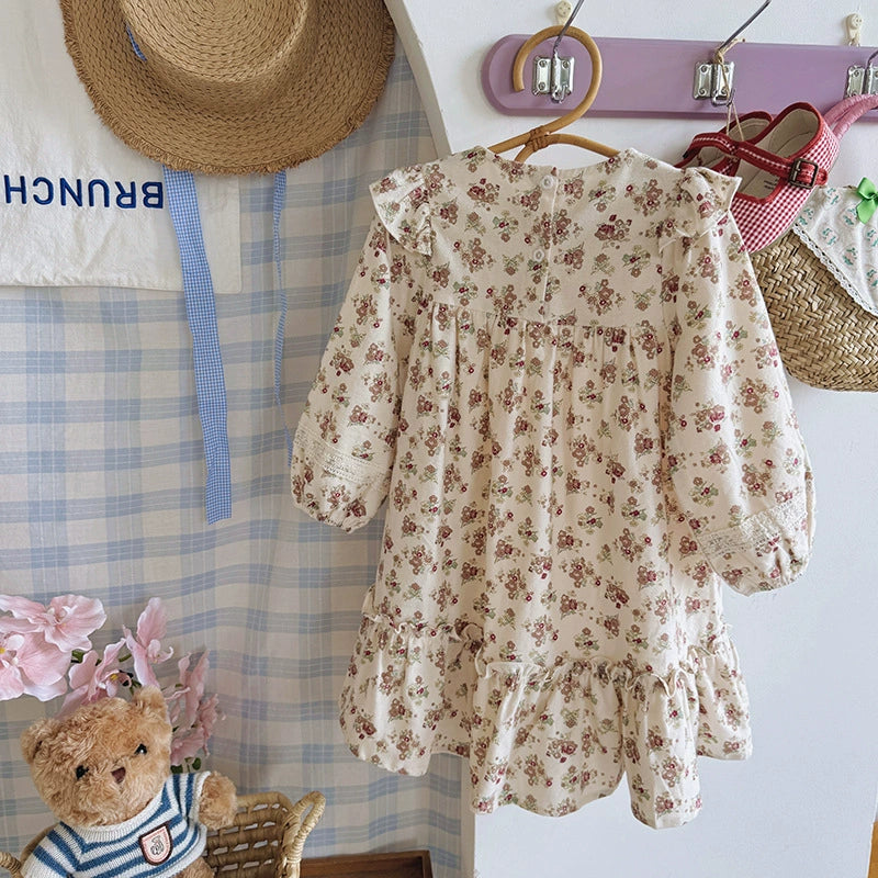 Arrival Autumn Girls French Style Floral Pattern Long Sleeves Dress, MyKids-USA®, Baby & Toddler Dresses, MyKids-USA -  -  -  -  -  -  - 