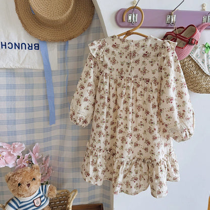 Arrival Autumn Girls French Style Floral Pattern Long Sleeves Dress, MyKids-USA®, Baby & Toddler Dresses, MyKids-USA -  -  -  -  -  -  - 