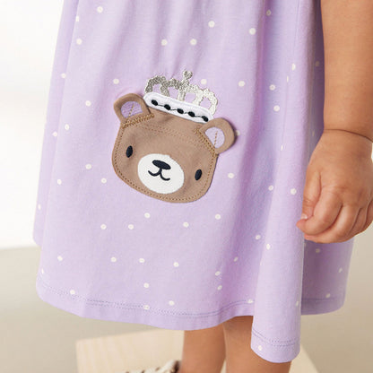 Summer Baby Kids Girls Short Sleeves Purple Dress With White Dots, MyKids-USA®, Baby & Toddler Dresses, MyKids-USA -  -  -  -  -  -  - 