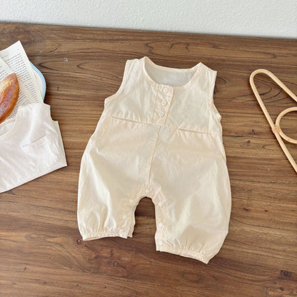 Summer Baby Kids Casual Solid Color Sleeveless Top T-shirt with Sleeveless Rompers Clothing Set for Boys, MyKids-USA®, Baby & Toddler Outfits, MyKids-USA -  -  -  -  -  -  - 