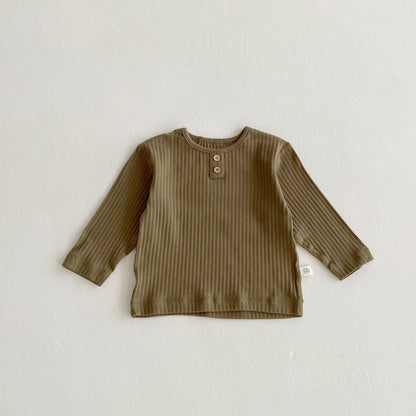 Autumn and Spring Arrival Baby Kids Unisex Long Sleeves Solid Color Casual Top, MyKids-USA®, Baby & Toddler Tops, MyKids-USA - Size/Age - 80 (9-12M) - Color - Green -  -  - TR2511102336-A