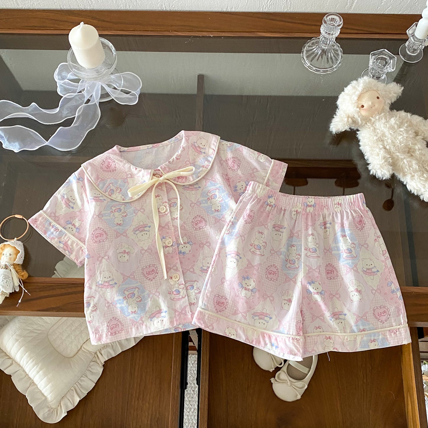 Summer Baby Kids Boys and Girls Short Sleeves Cute Pattern Shirt and Shorts Clothing Set, MyKids-USA®, Baby & Children's Outfits, MyKids-USA - Size/Age - 80 (9-12M) - Color - Light Pink -  -  - TR2604072250-C.