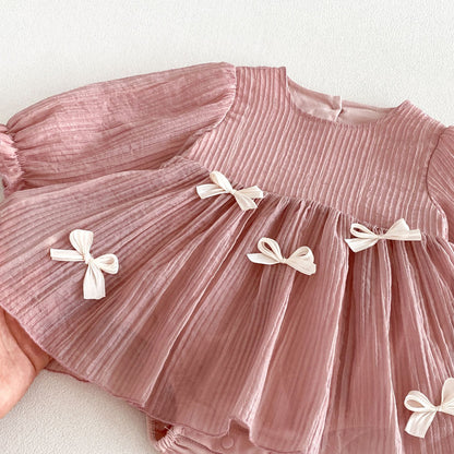 MyKids-USA® Autumn Arrival Baby Girls Long Sleeves Cute Butterfly-bows Pattern Bodysuit Dress