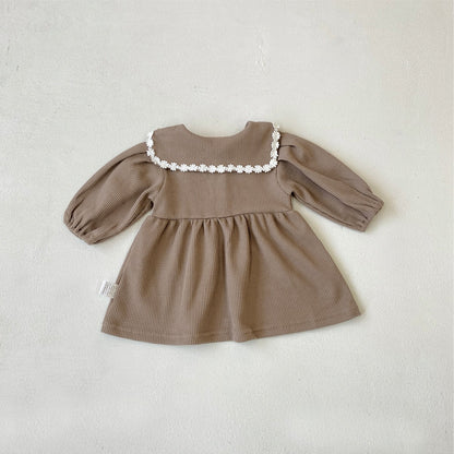 MyKids-USA® Autumn Arrival Baby Kids Girls Princess Long Sleeves Flowers Lace Trim Dress