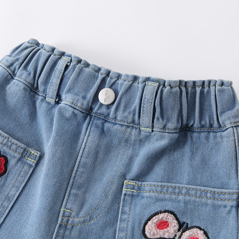 Arrival Autumn Baby Kids Girls Flowers Pattern Denim Pants, MyKids-USA®, Jeans, MyKids-USA -  -  -  -  -  -  - 
