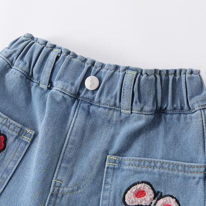 Arrival Autumn Baby Kids Girls Flowers Pattern Denim Pants, MyKids-USA®, Jeans, MyKids-USA -  -  -  -  -  -  - 