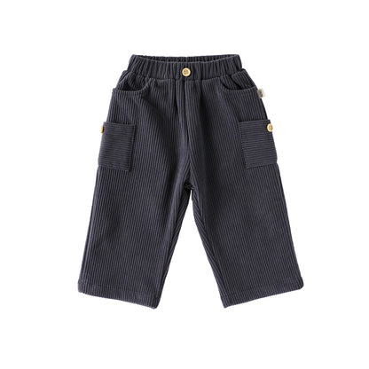 Spring and Autumn Arrival Baby Kids Unisex Solid Color Casual Corduroy Pants, MyKids-USA®, Jeans, MyKids-USA - Size/Age - 80 (9-12M) - Color - Grey -  -  - TR2509282315-C.