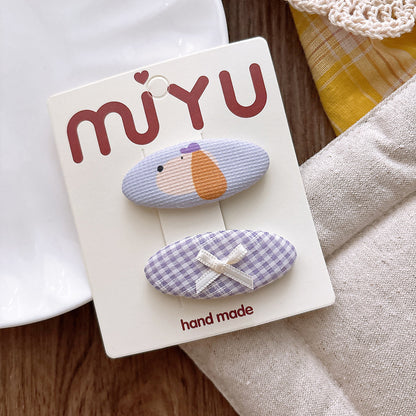 Collection of 2 Versatile Animals and Plaid Pattern Hair Clips, MyKids-USA®, Hair Pins, Claws & Clips, MyKids-USA - Size/Age - Average Size (0-12Y） - Color - Purple -  -  - TR2601081529-D.