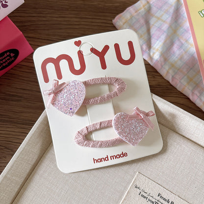 Collection of 2 Versatile Sequin Geometric Pattern Hair Clips and Hair Ties, MyKids-USA®, Hair Pins, Claws & Clips, MyKids-USA - Size/Age - Average Size (0-12Y） - Color - Pink -  -  - TR2601291536-C.