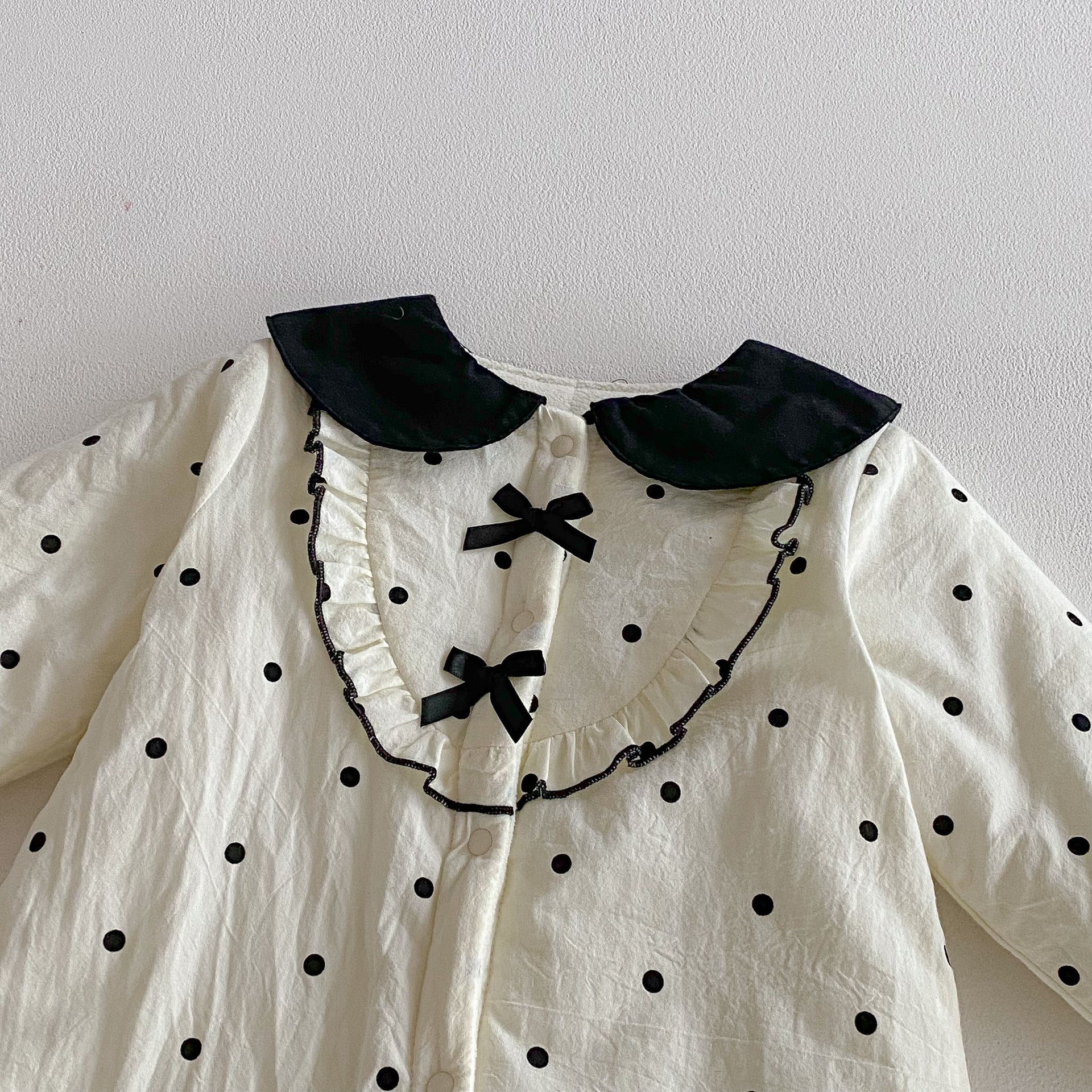 Winter Arrival Baby Girls Long Sleeves Dots Pattern Fleece-lined Warm Rompers, MyKids-USA®, Baby One-Pieces, MyKids-USA -  -  -  -  -  -  - 