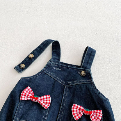 Summer Hot Selling Baby Kids Girls Sleeveless Pocketed Denim Strap Onesies Overalls and Red Plaid T-Shirt Clothing Set, MyKids-USA®, Baby & Toddler Outfits, MyKids-USA -  -  -  -  -  -  - 
