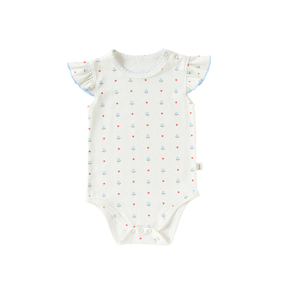 Summer Arrival Baby Unisex Sleeveless or Fly Sleeves Floral Bodysuits, MyKids-USA®, Bodysuits, MyKids-USA® - Size/Age - 66 (3-6M) - Color - White -  -  - TR2604212307-G.