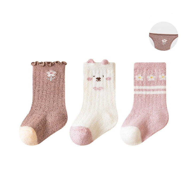 Autumn and Winter Arrival Baby Unisex Breathable Animals Pattern Cute Socks 1 Lot=3-Pair Set, MyKids-USA®, Baby & Toddler Socks & Tights, MyKids-USA - Size/Age - XS (0-6M) - Color - Pink -  -  - TR2601081235-F.