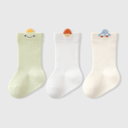 Autumn Arrival Baby Unisex Breathable Cute Cartoon Pattern Socks 1 Lot=3-Pair Set, MyKids-USA®, Baby & Toddler Socks & Tights, MyKids-USA - Size/Age - XS (0-6M) - Color - Green -  -  - TR2509292333-B