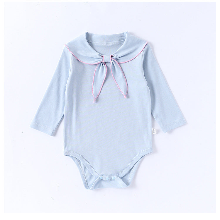 Spring Arrival Baby Girls Long Sleeves Navy Collar Onesies Bodysuits, MyKids-USA®, Baby One-Pieces, MyKids-USA - Size/Age - 66 (3-6M) - Color - Blue -  -  - TR2502262359-B