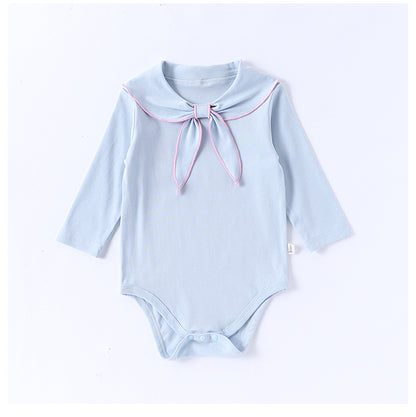 Spring Arrival Baby Girls Long Sleeves Navy Collar Onesies Bodysuits, MyKids-USA®, Baby One-Pieces, MyKids-USA - Size/Age - 66 (3-6M) - Color - Blue -  -  - TR2502262359-B