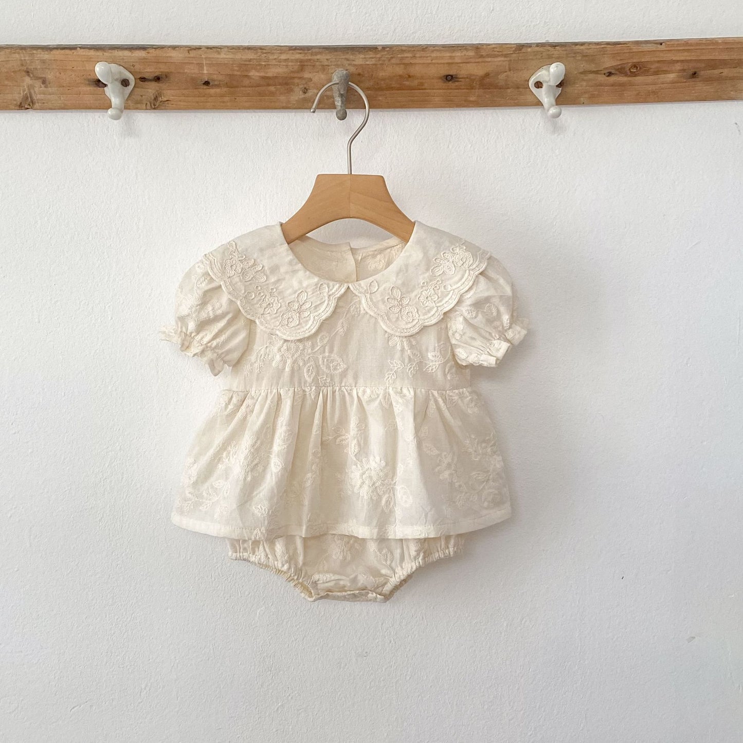 Summer Girls Solid Color Flowers Embroidery Short Sleeves Onesies and Girls’ Dress – Princess Sister Matching Set, MyKids-USA®, Baby & Toddler Dresses, MyKids-USA -  -  -  -  -  -  - 