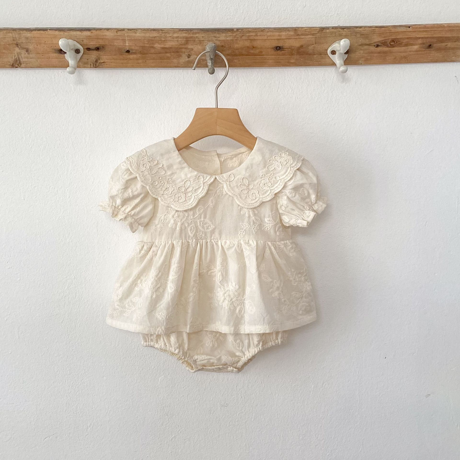 Summer Girls Solid Color Flowers Embroidery Short Sleeves Onesies and Girls’ Dress – Princess Sister Matching Set, MyKids-USA®, Baby & Toddler Dresses, MyKids-USA -  -  -  -  -  -  - 