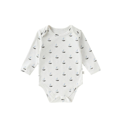 Spring Arrival Baby Unisex Long Sleeves Cartoon Pattern Crew Neck Bodysuit, MyKids-USA®, Bodysuits, MyKids-USA - Size/Age - 66 (3-6M) - Color - Beige -  -  - TR2601301758-B.