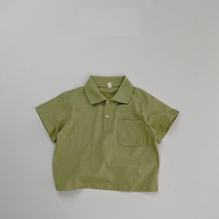 Summer Kids Unisex Minimalist and Versatile Short Sleeves Turn-down Collar Children’s Polo Shirt, MyKids-USA®, Polos, MyKids-USA - Size/Age - 80 (9-12M) - Color - Green -  -  - TR2505082223-B
