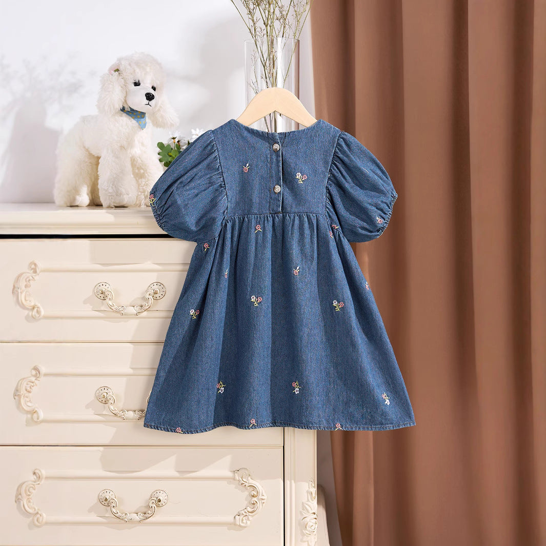 white christmas dresses Summer Baby Kids Girls Denim Short Sleeves Flowers Pattern Embroidered MyKids-USA white christmas dresses Summer Baby Kids Girls Denim Short Sleeves Flowers Pattern Embroidered MyKids-USA