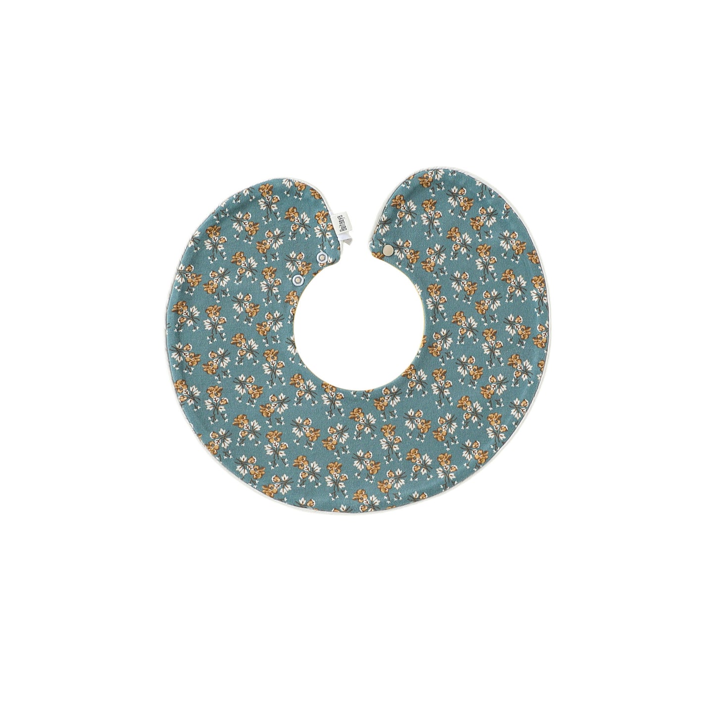 Adorable Flowers and Fruits Pattern Cotton Blend Snap-on Round Shaped Bib, MyKids-USA®, Bibs, MyKids-USA® - Size/Age - M (1-3Y) - Color - Blue -  -  - TR2604242318-B.